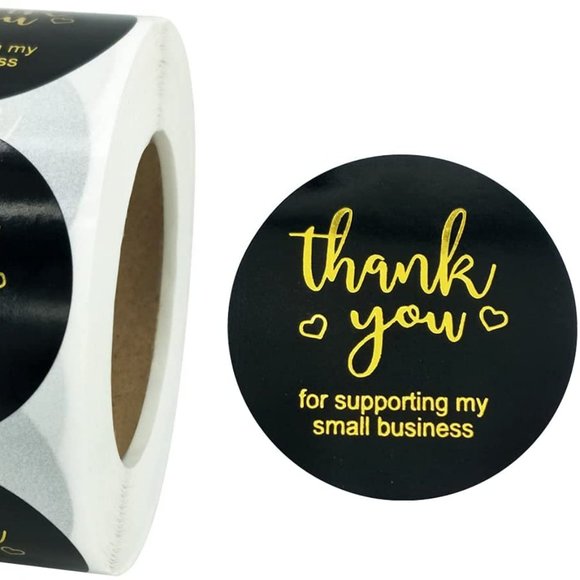 3/$15 -NEW 50 count Thank You Kraft Stickers 1.5"  OFFICE SUPPORT SMALL BUSINESS - Picture 4 of 5
